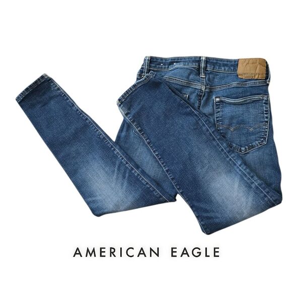 American Eagle Airflex + Slim Straight Crop Jeans Men's Size 28x30 Stretch - Picture 9 of 9